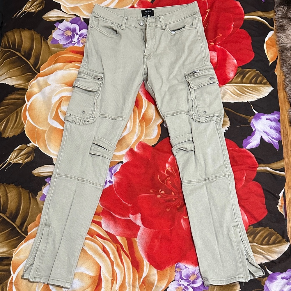 Forever 21 Men's Cargo Pants - Light Gray